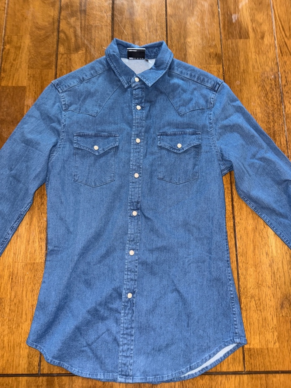 ASOS DESIGN Men's Blue Denim Button-Up Shirt